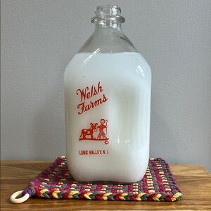 Welsh Farm Dairy Long Valley, NJ, Vintage Half-Gallon Glass Milk Bottle